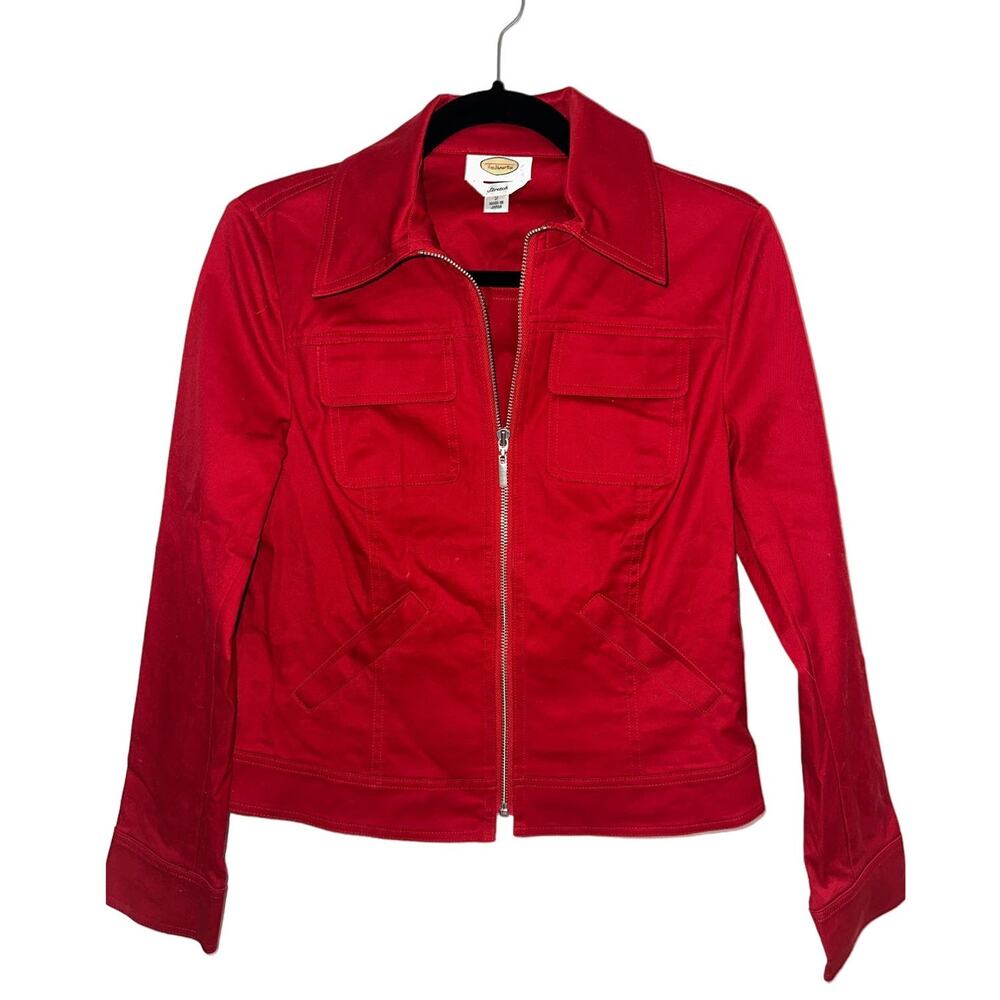 Talbots Red Stretch Moto Jacket Size 2